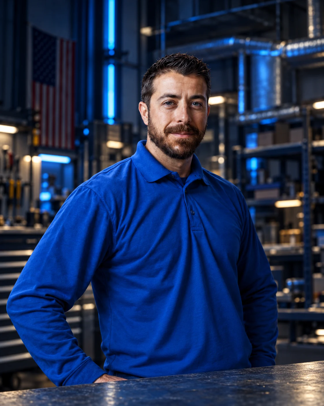 Cody in an HVAC workshop